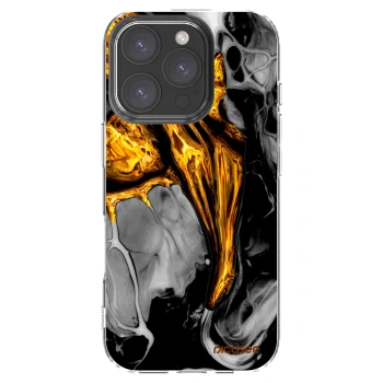Picasee silikónový prehľadný obal pre Apple iPhone 16 Pro - Black Gold