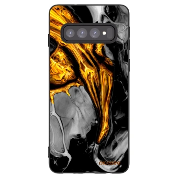 Picasee silikónový čierny obal pre Samsung Galaxy S10 G973 - Black Gold