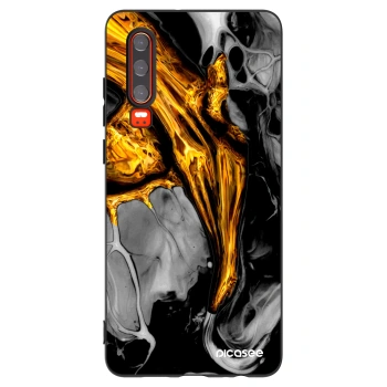 Picasee silikónový čierny obal pre Huawei P30 - Black Gold