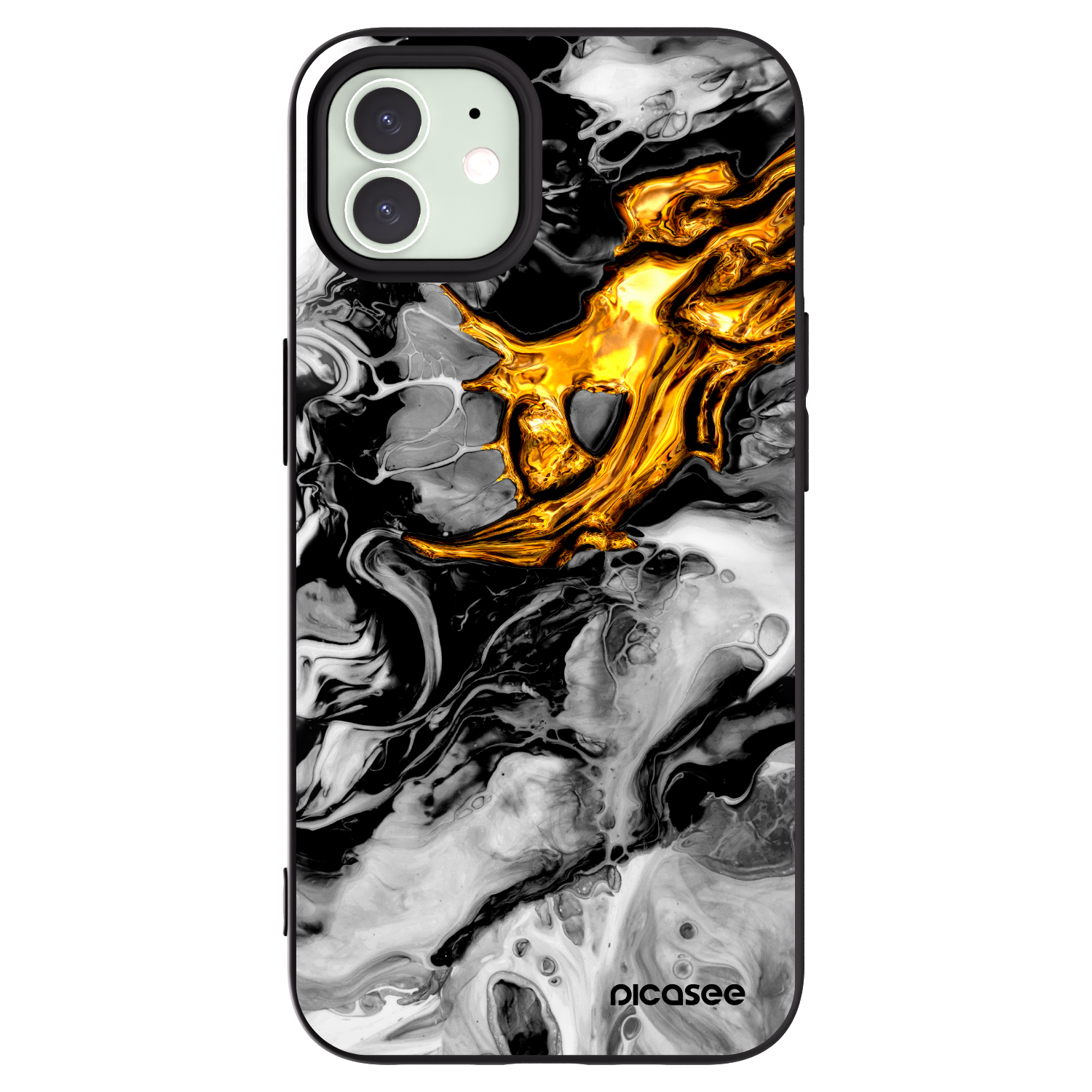 Picasee silikónový čierny obal pre Apple iPhone 12 - Black Gold 2