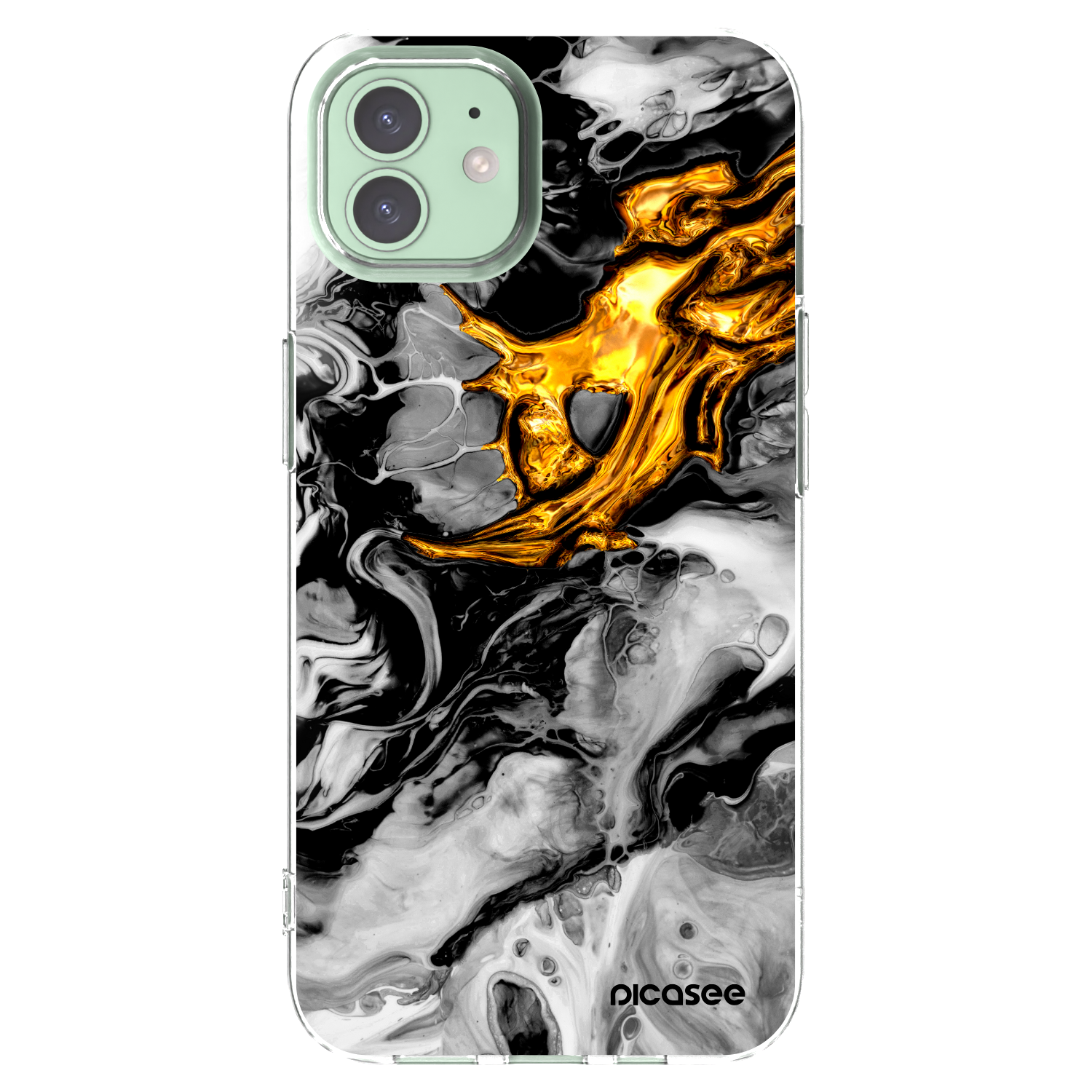 Picasee silikónový prehľadný obal pre Apple iPhone 12 Pro - Black Gold 2