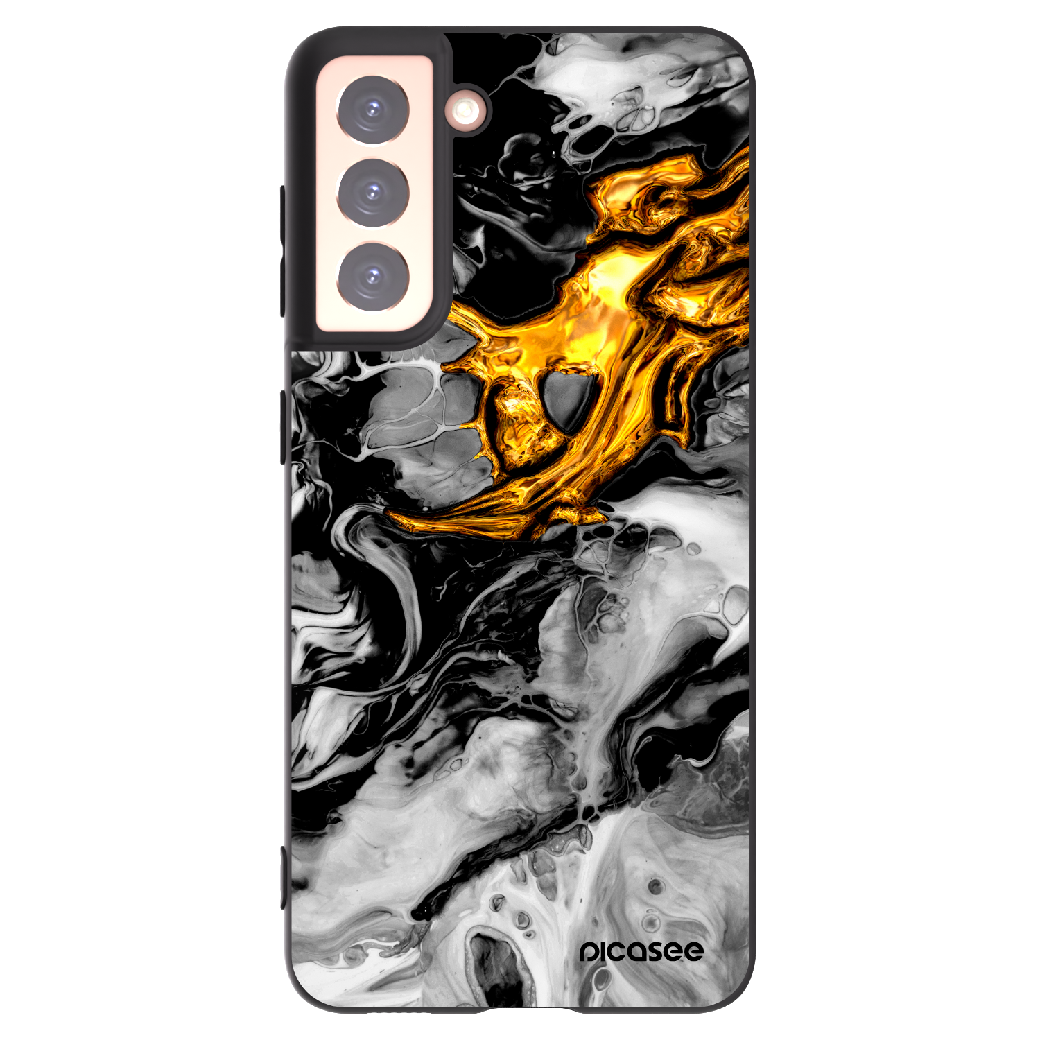 Silikónový čierny obal pre Samsung Galaxy S21 5G G991B - Black Gold 2