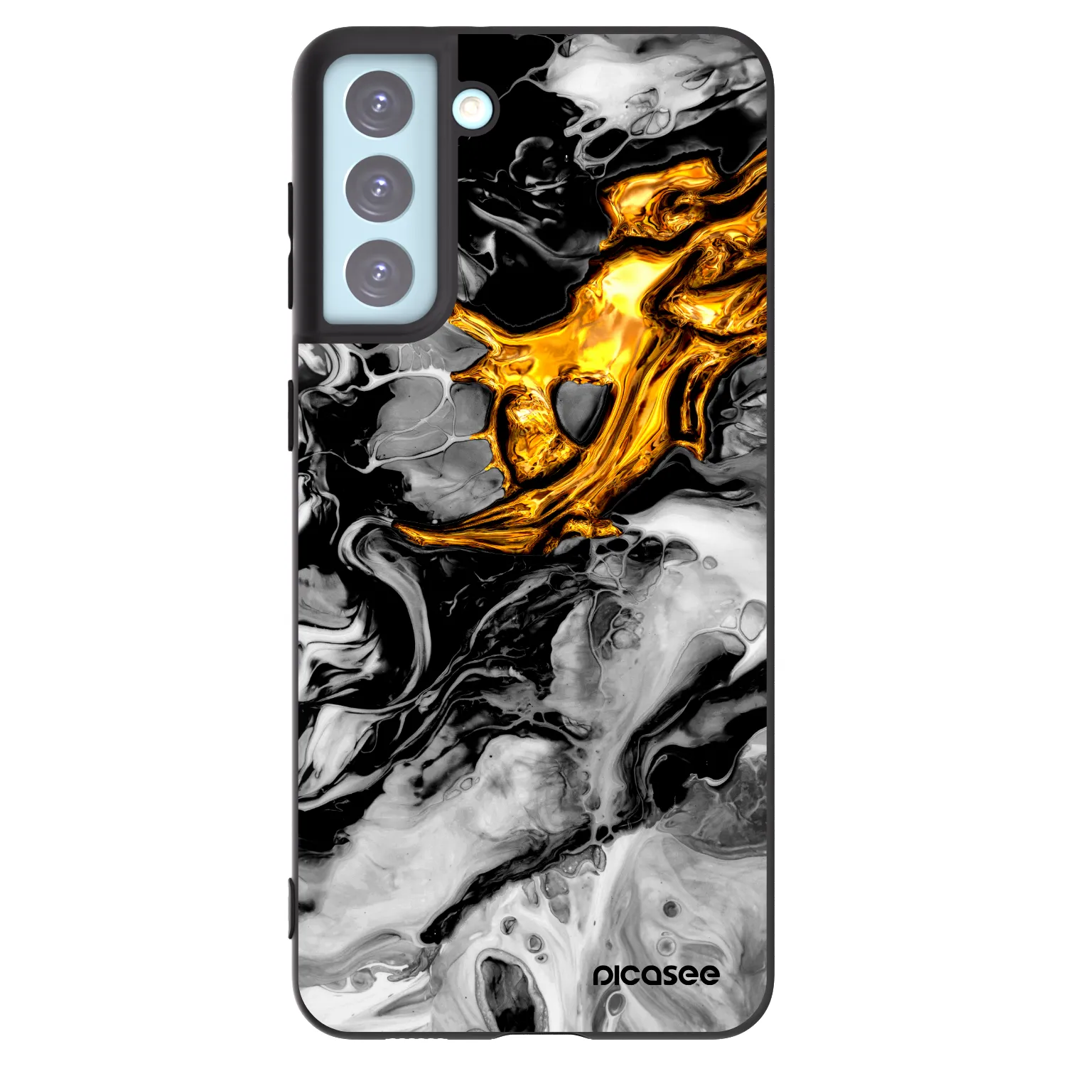 Picasee silikónový čierny obal pre Samsung Galaxy S21+ 5G G996F - Black Gold 2