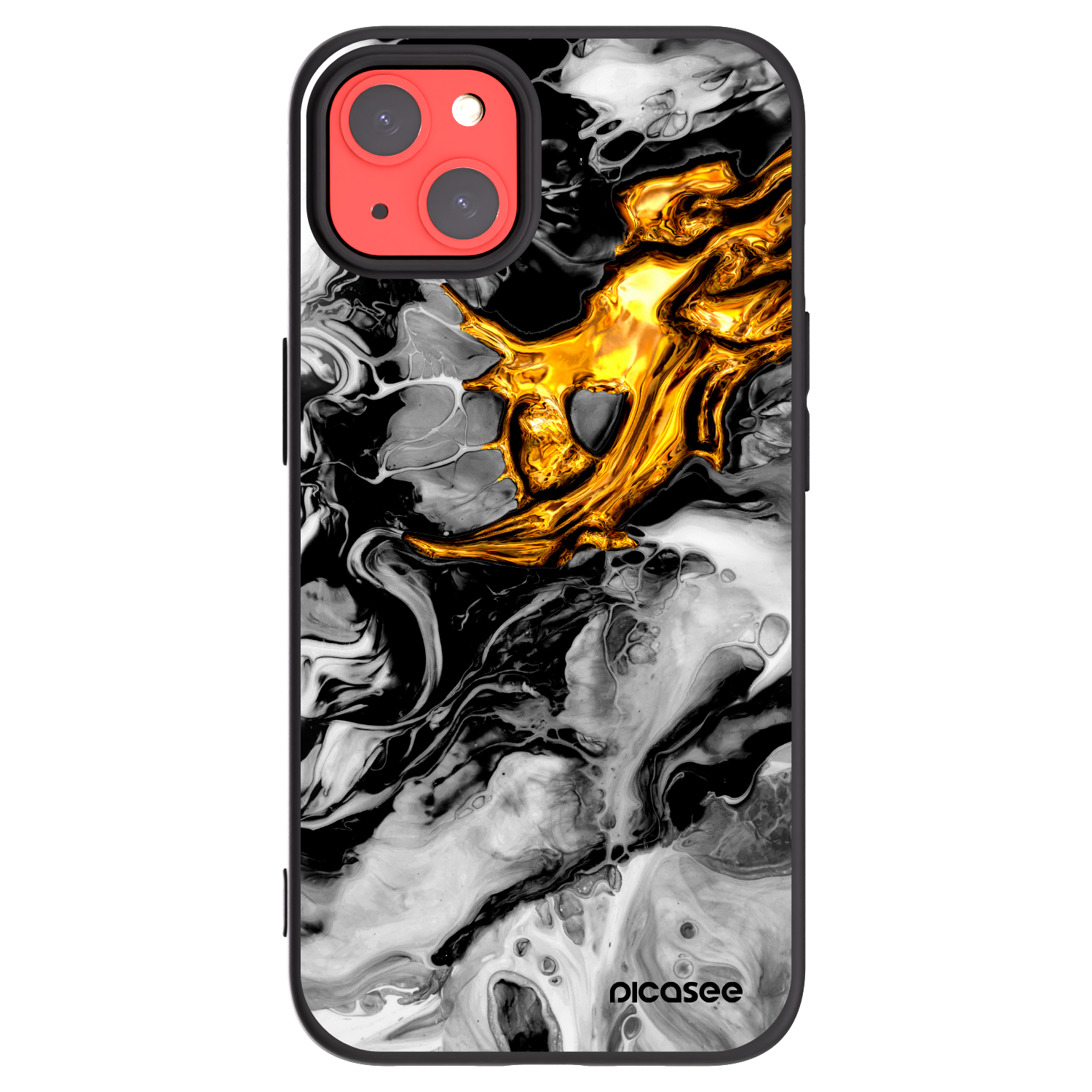 Picasee silikónový čierny obal pre Apple iPhone 13 - Black Gold 2
