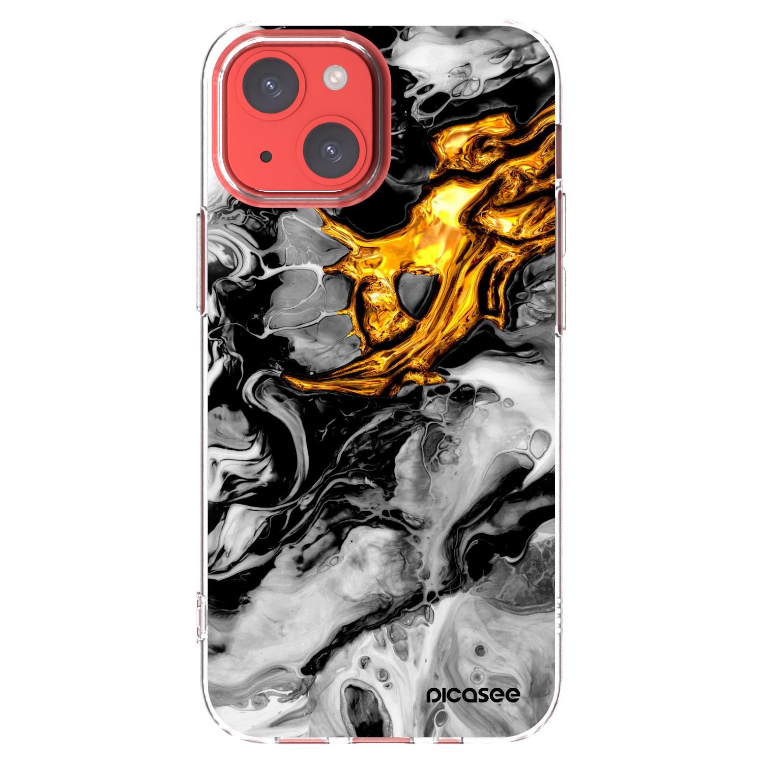 Picasee silikónový prehľadný obal pre Apple iPhone 13 mini - Black Gold 2