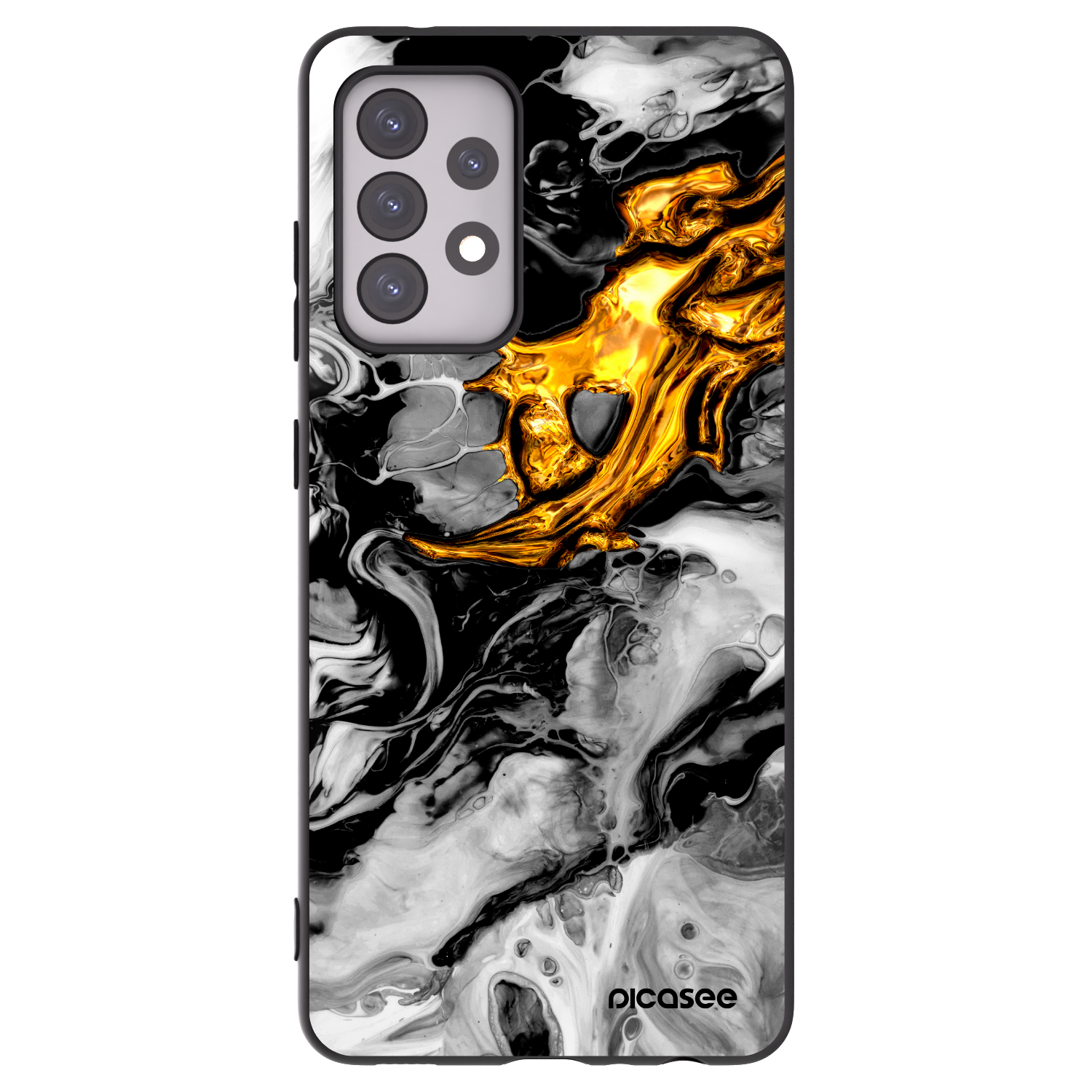 Picasee silikónový čierny obal pre Samsung Galaxy A52s 5G A528B - Black Gold 2