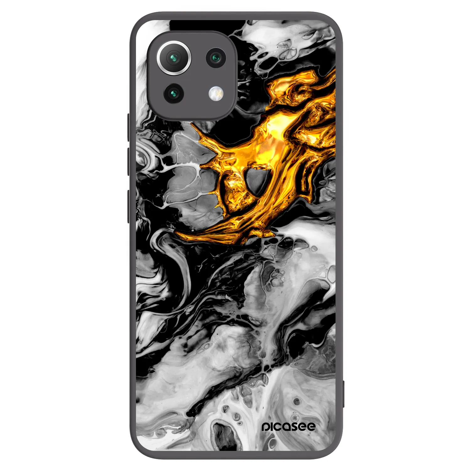 Picasee silikónový čierny obal pre Xiaomi 11 Lite 5G NE - Black Gold 2