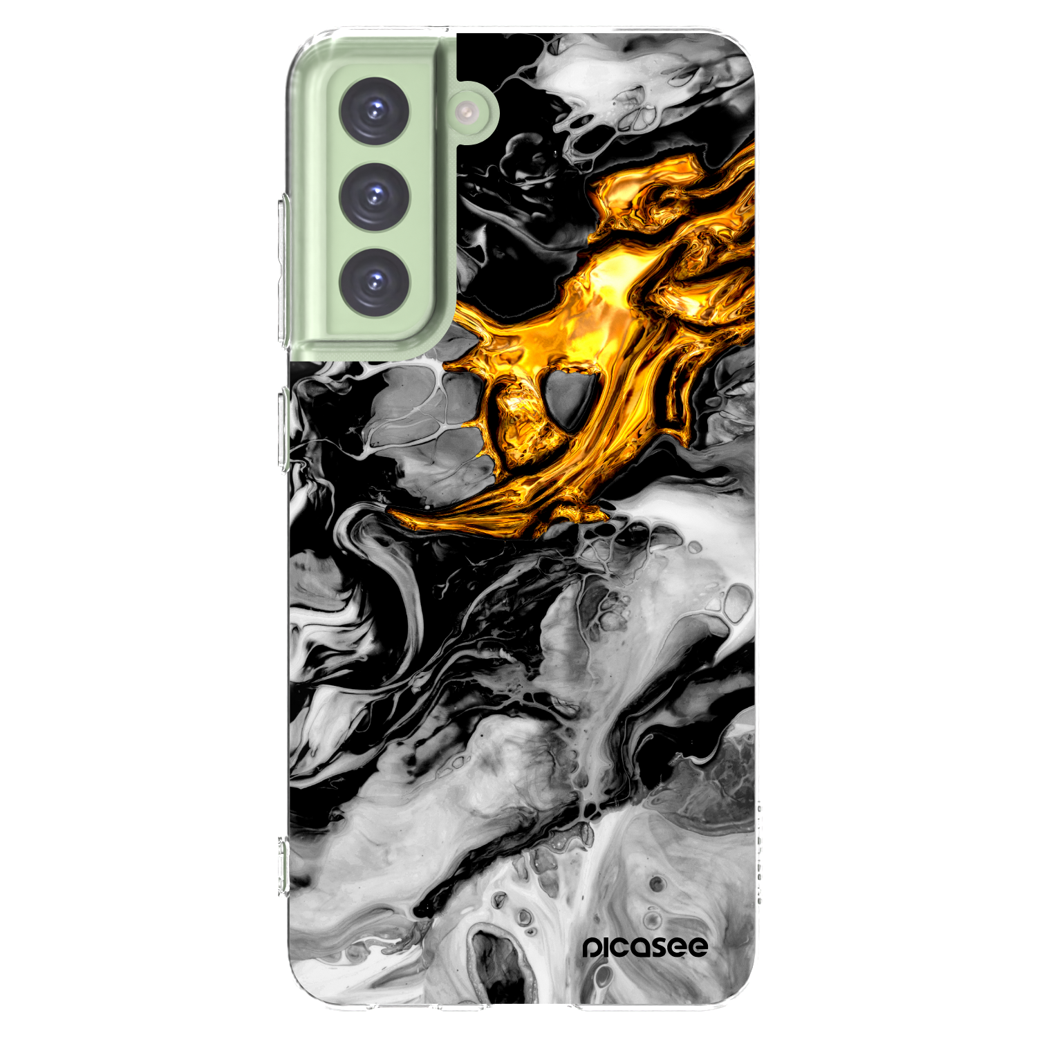 Picasee silikónový prehľadný obal pre Samsung Galaxy S21 FE 5G - Black Gold 2