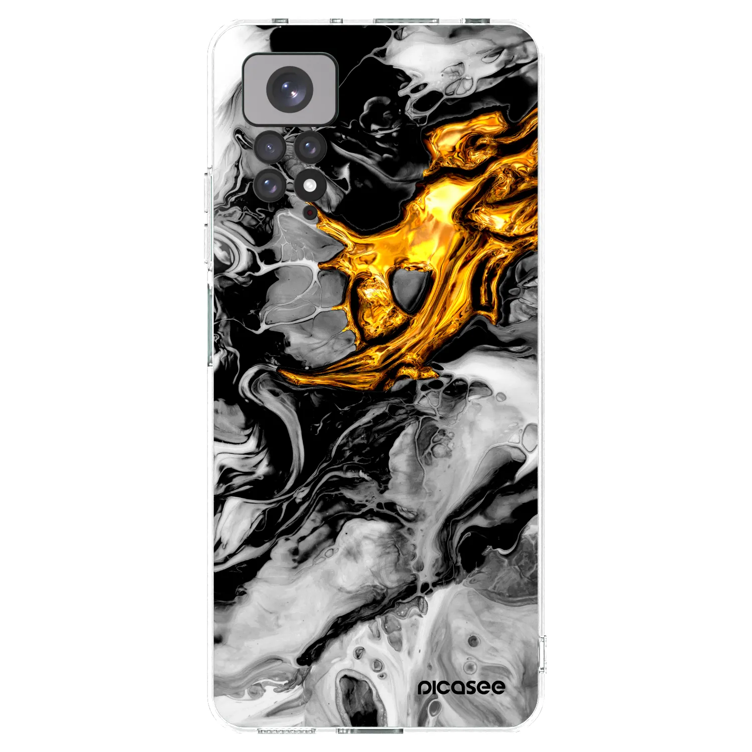 Picasee silikónový prehľadný obal pre Xiaomi Redmi Note 11S 4G - Black Gold 2