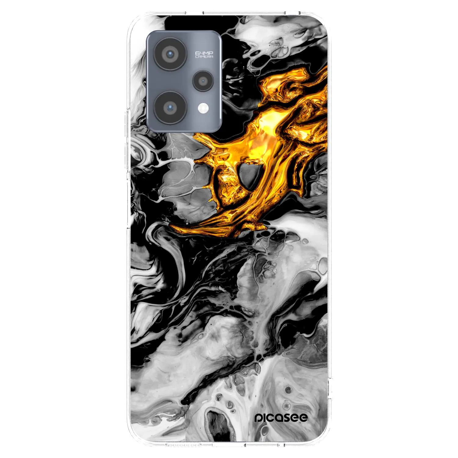 Picasee silikónový prehľadný obal pre Realme 9 Pro 5G - Black Gold 2