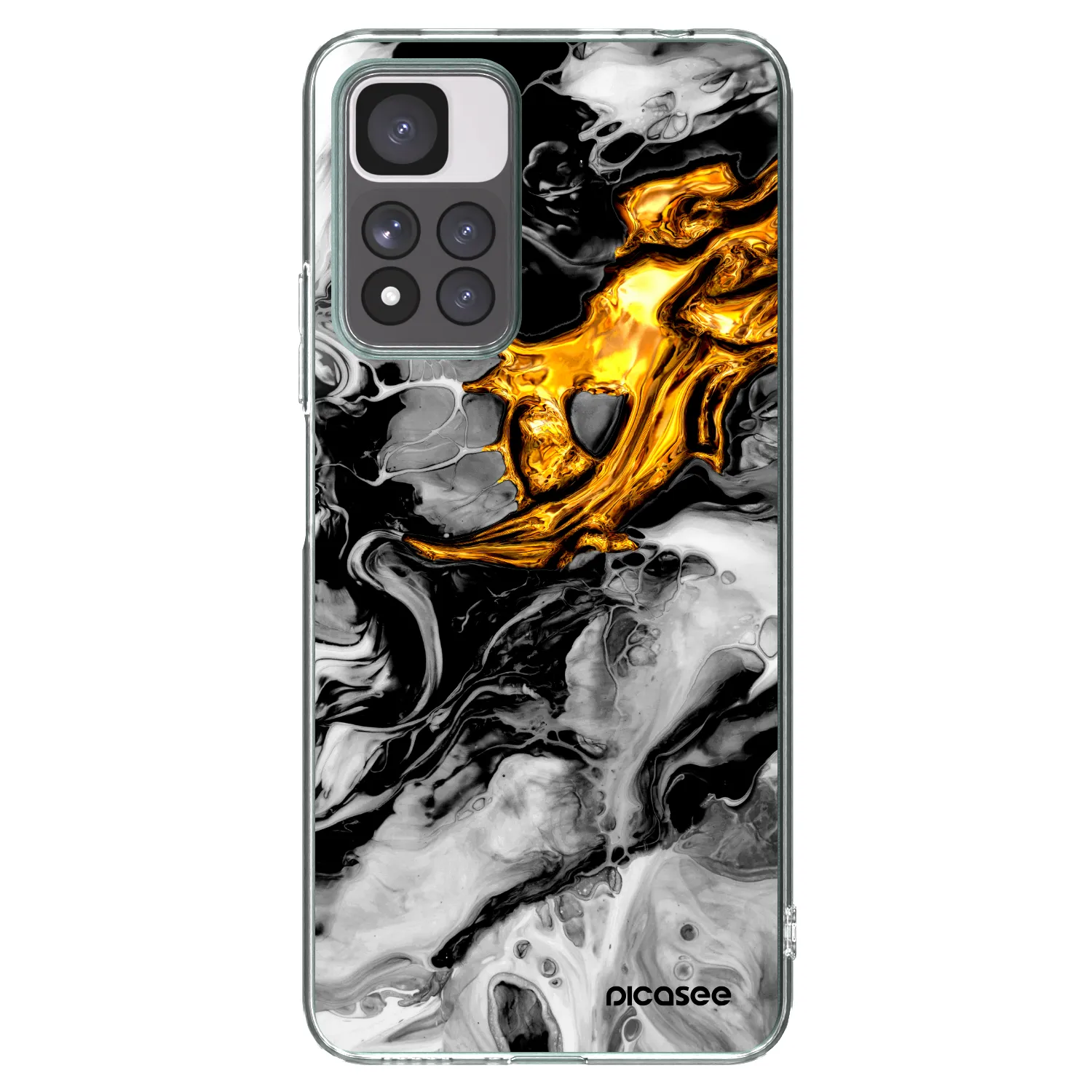 Picasee silikónový prehľadný obal pre Xiaomi Redmi Note 11 Pro+ 5G - Black Gold 2