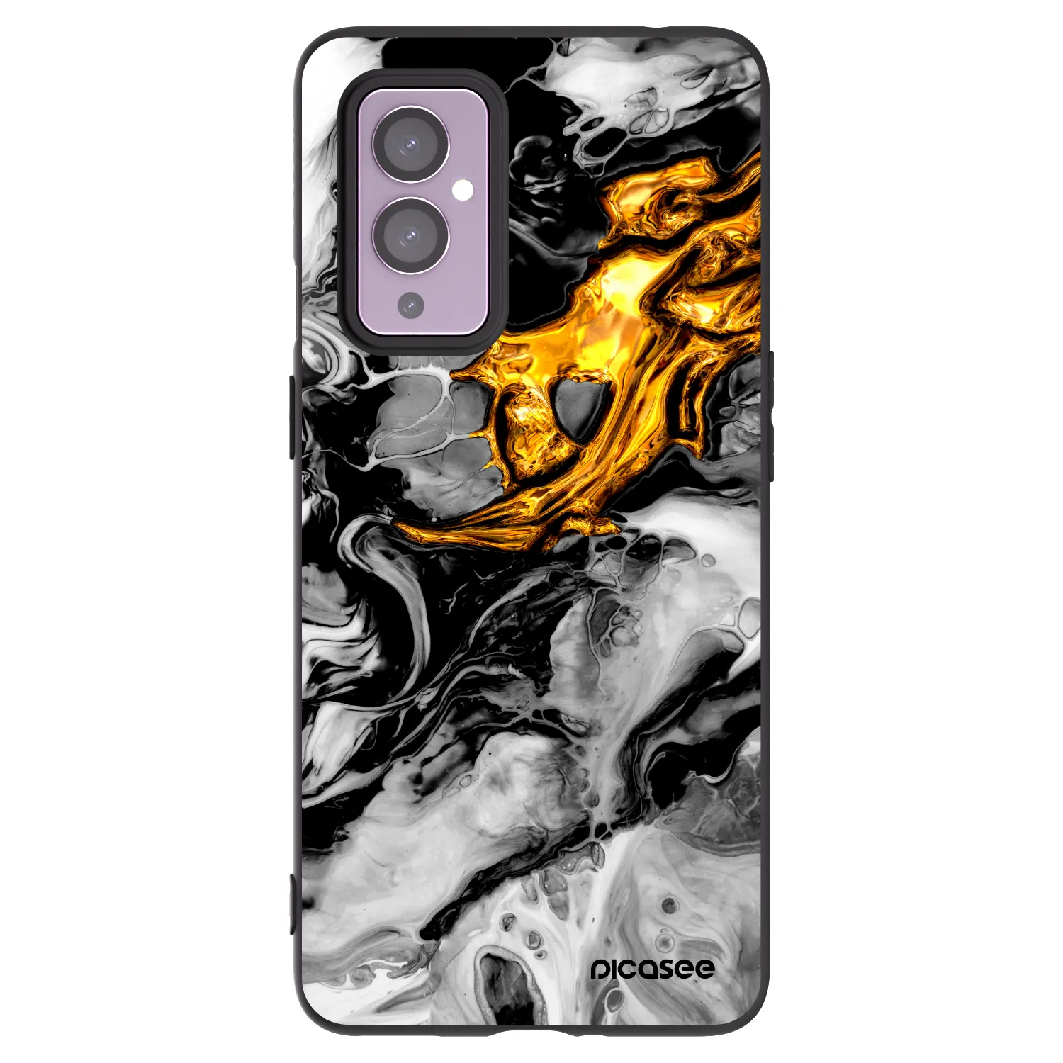 Picasee silikónový čierny obal pre OnePlus 9 - Black Gold 2