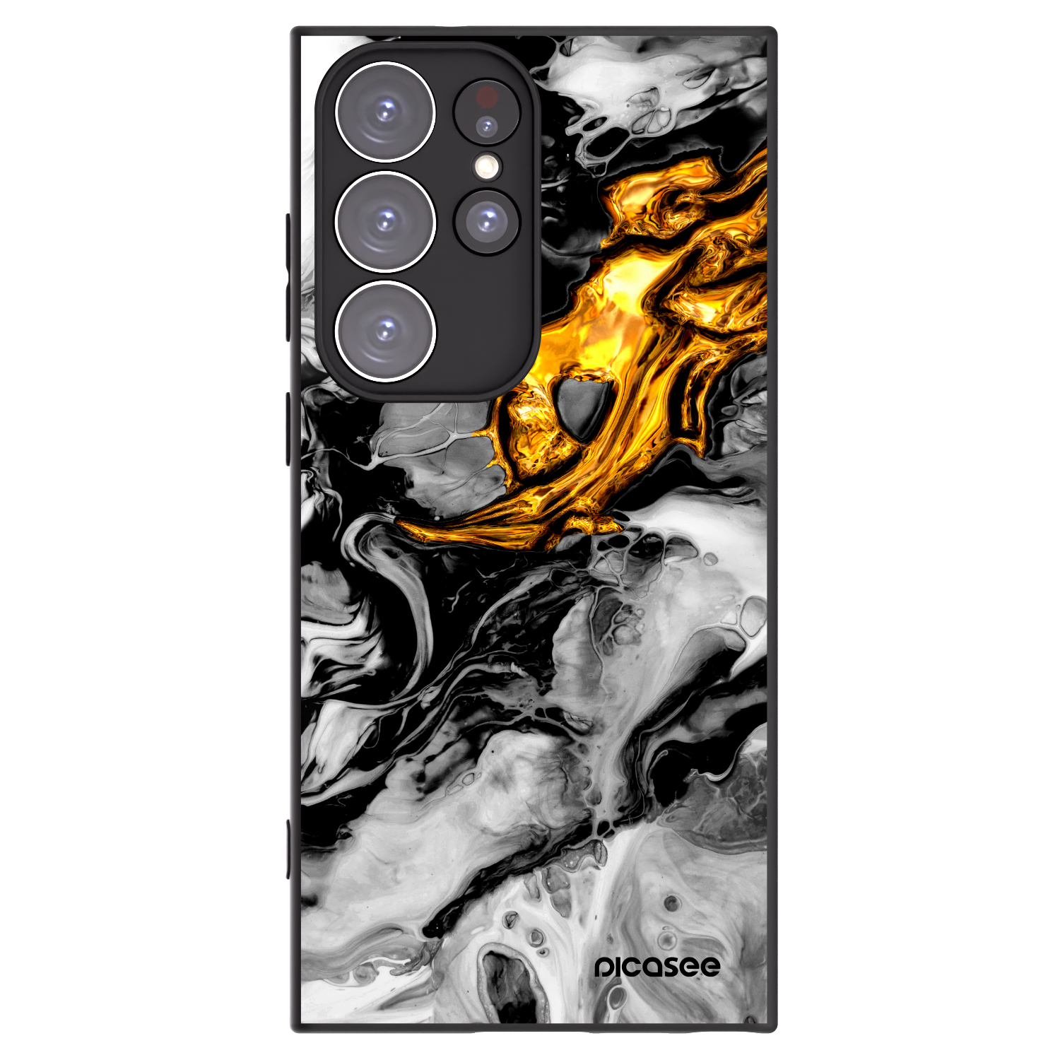Picasee silikónový čierny obal pre Samsung Galaxy S23 Ultra 5G - Black Gold 2