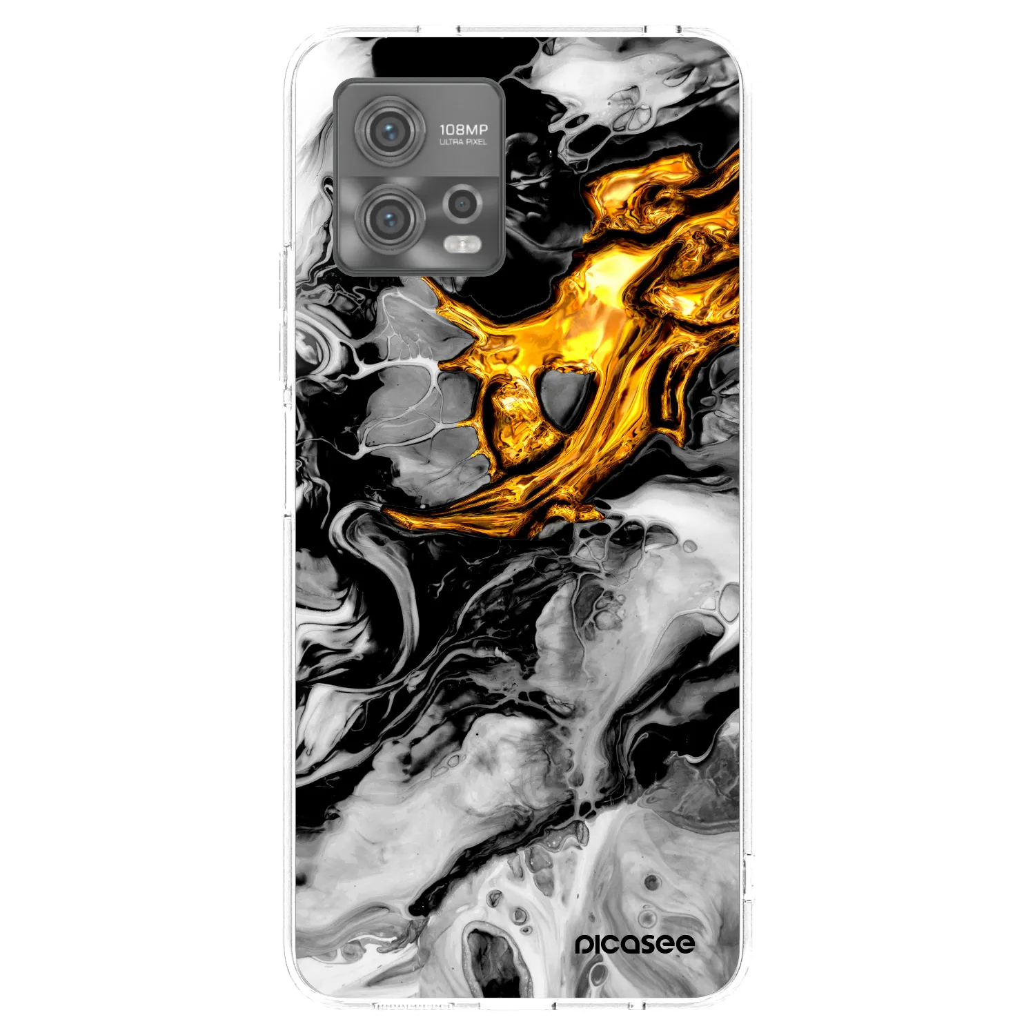 Picasee silikónový prehľadný obal pre Motorola Moto G72 - Black Gold 2