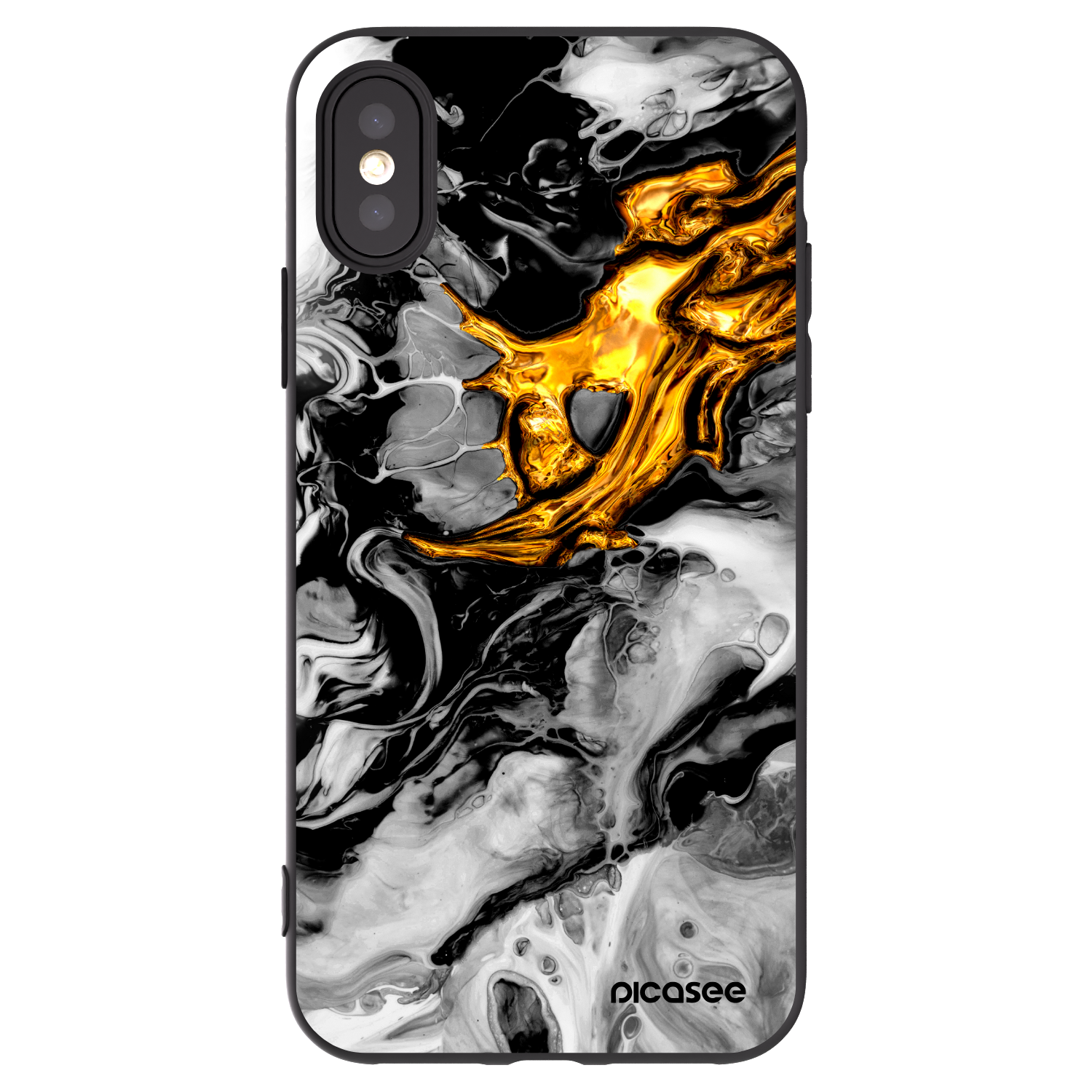 Picasee silikónový čierny obal pre Apple iPhone X/XS - Black Gold 2