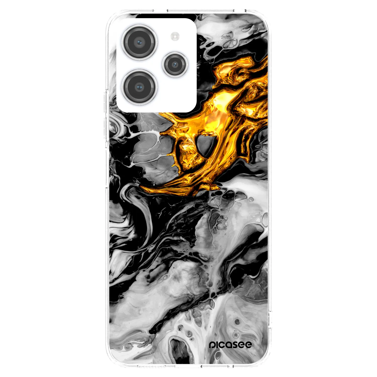 Silikónový prehľadný obal pre Xiaomi Redmi 12 4G - Black Gold 2