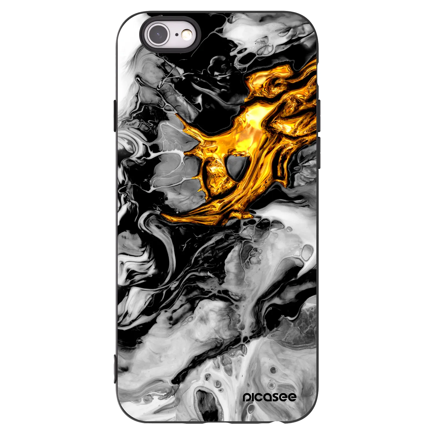 Picasee silikónový čierny obal pre Apple iPhone 6/6S - Black Gold 2
