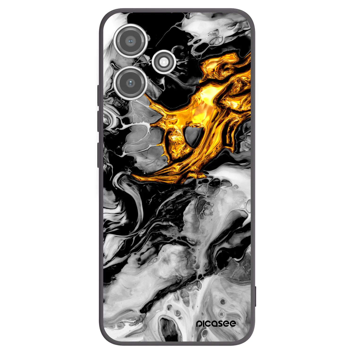 Picasee silikónový čierny obal pre Xiaomi Redmi 12 5G - Black Gold 2