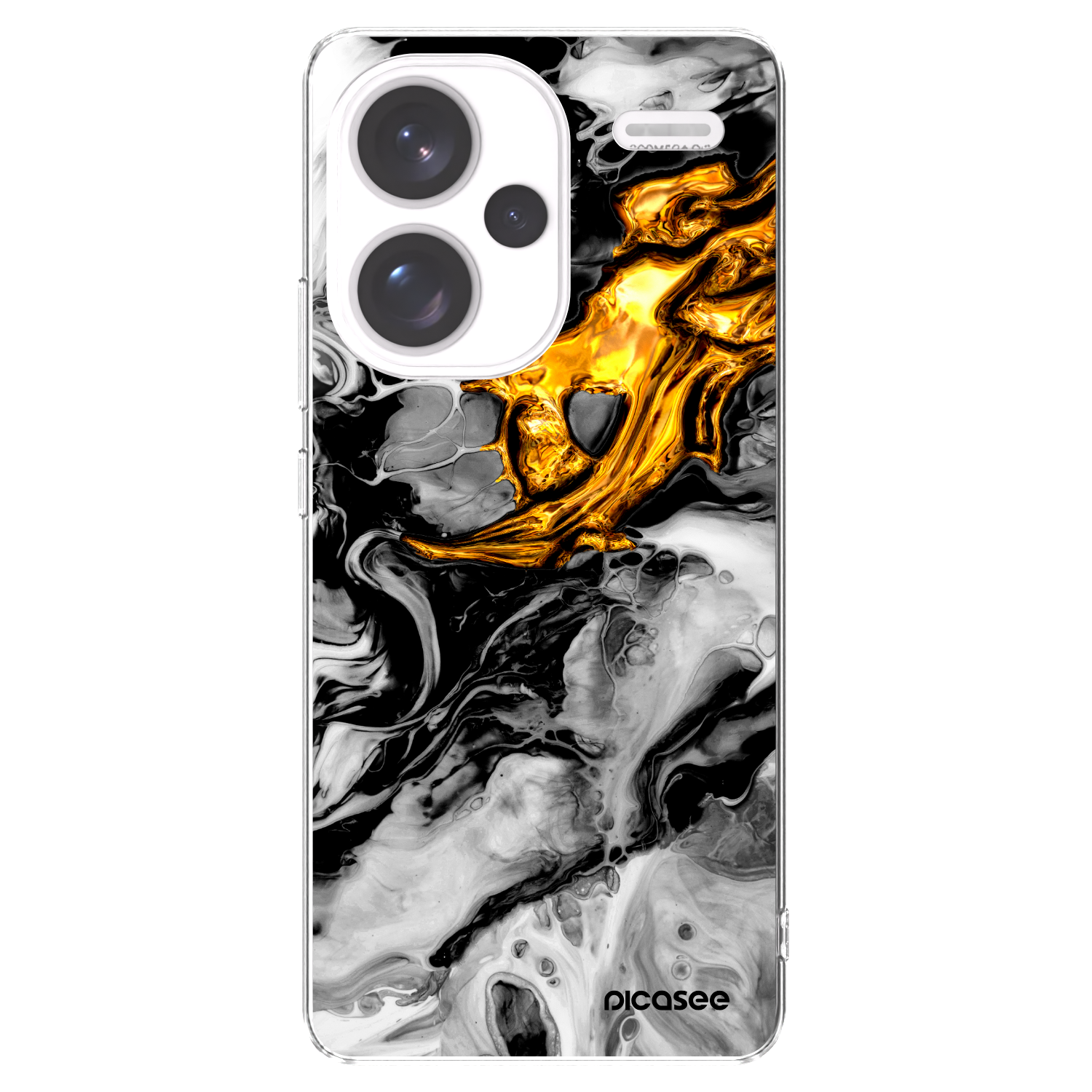Picasee silikónový prehľadný obal pre Xiaomi Redmi Note 13 Pro+ 5G - Black Gold 2