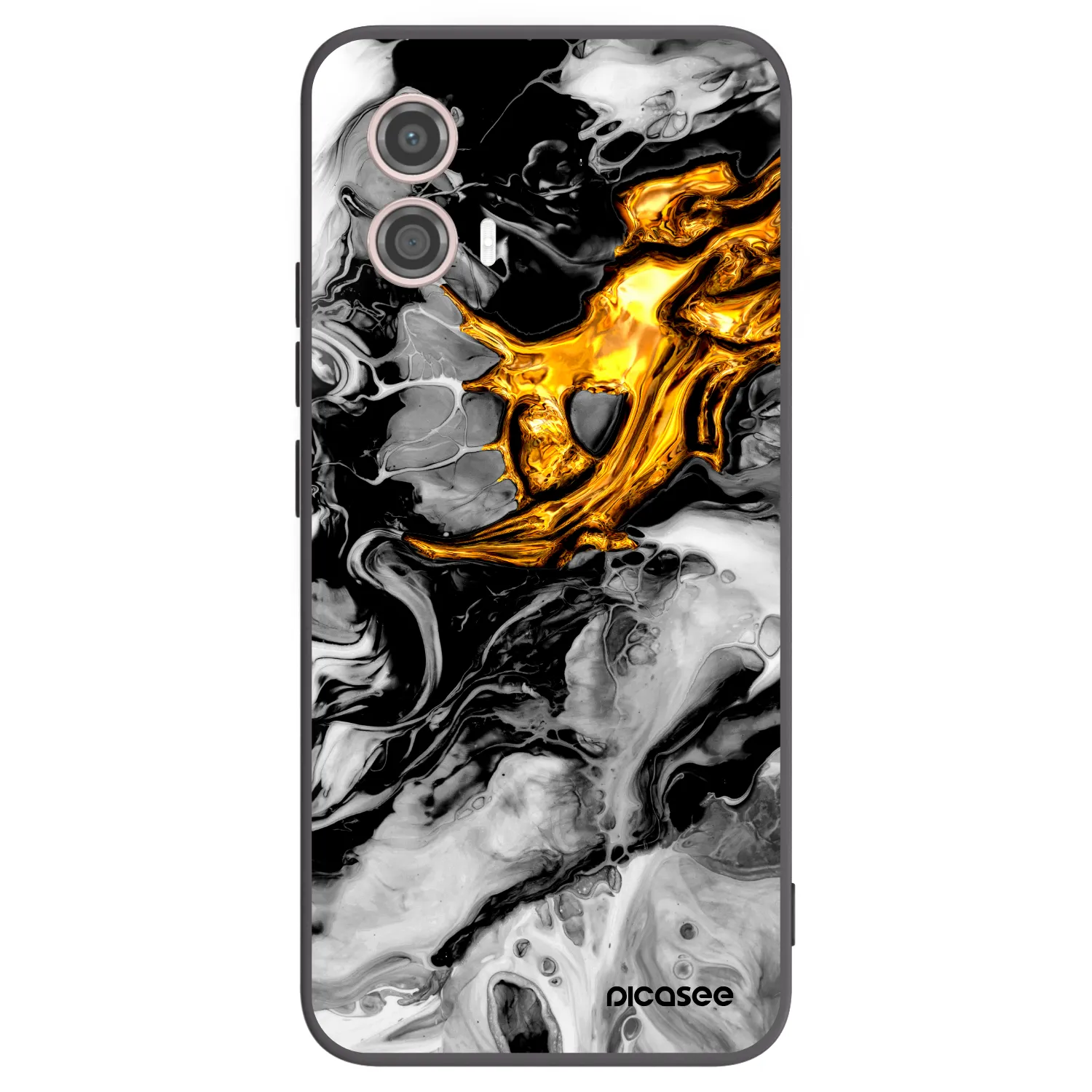 Picasee silikónový čierny obal pre Motorola Moto G53 5G - Black Gold 2