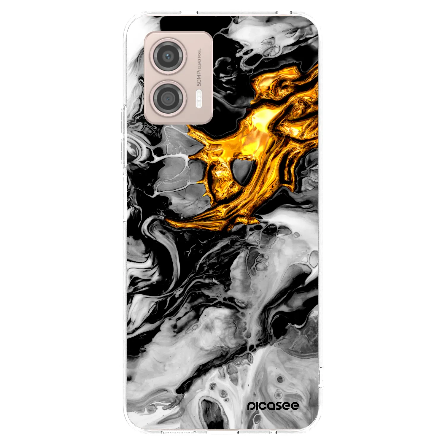 Picasee silikónový prehľadný obal pre Motorola Moto G53 5G - Black Gold 2