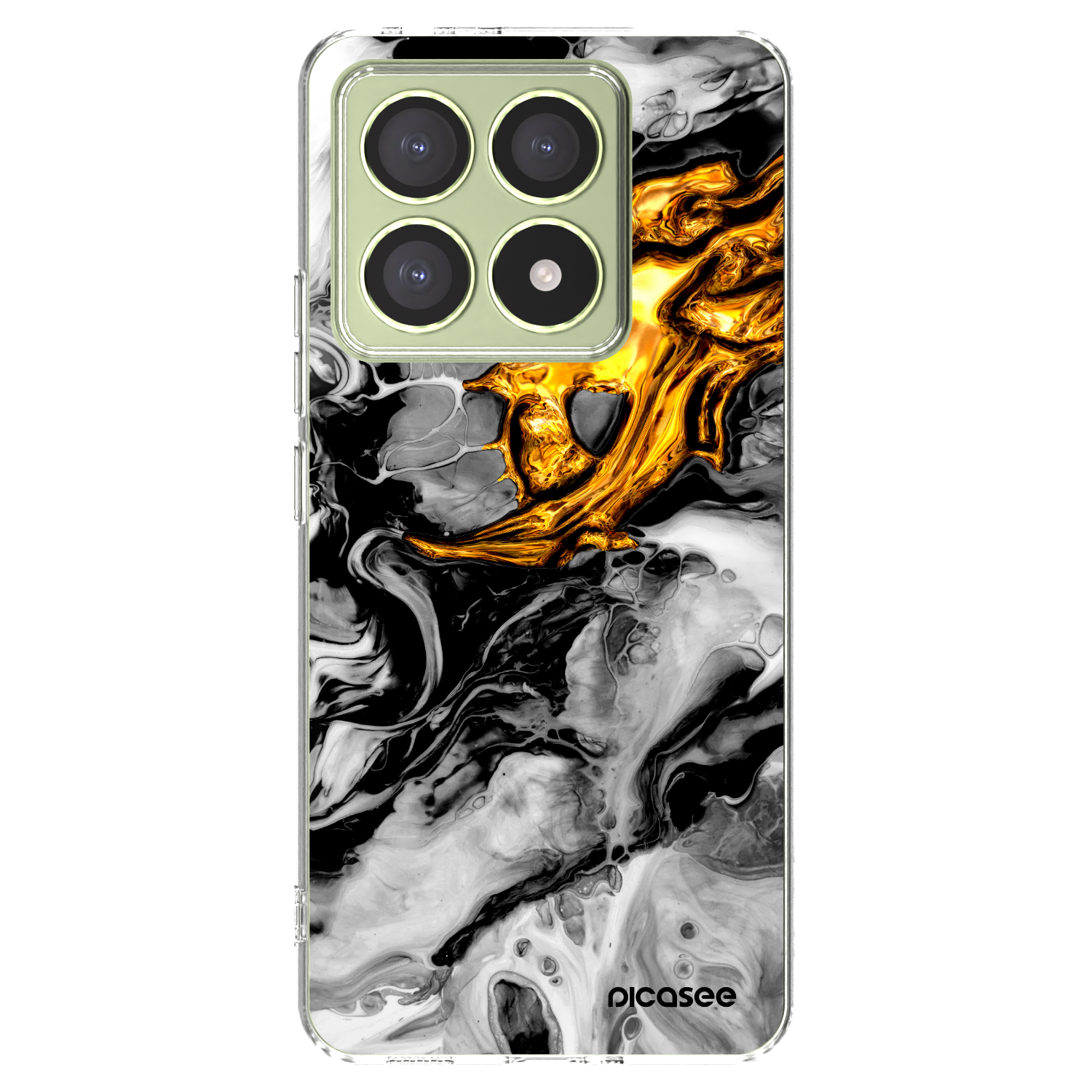 Picasee silikónový prehľadný obal pre Xiaomi 14T - Black Gold 2