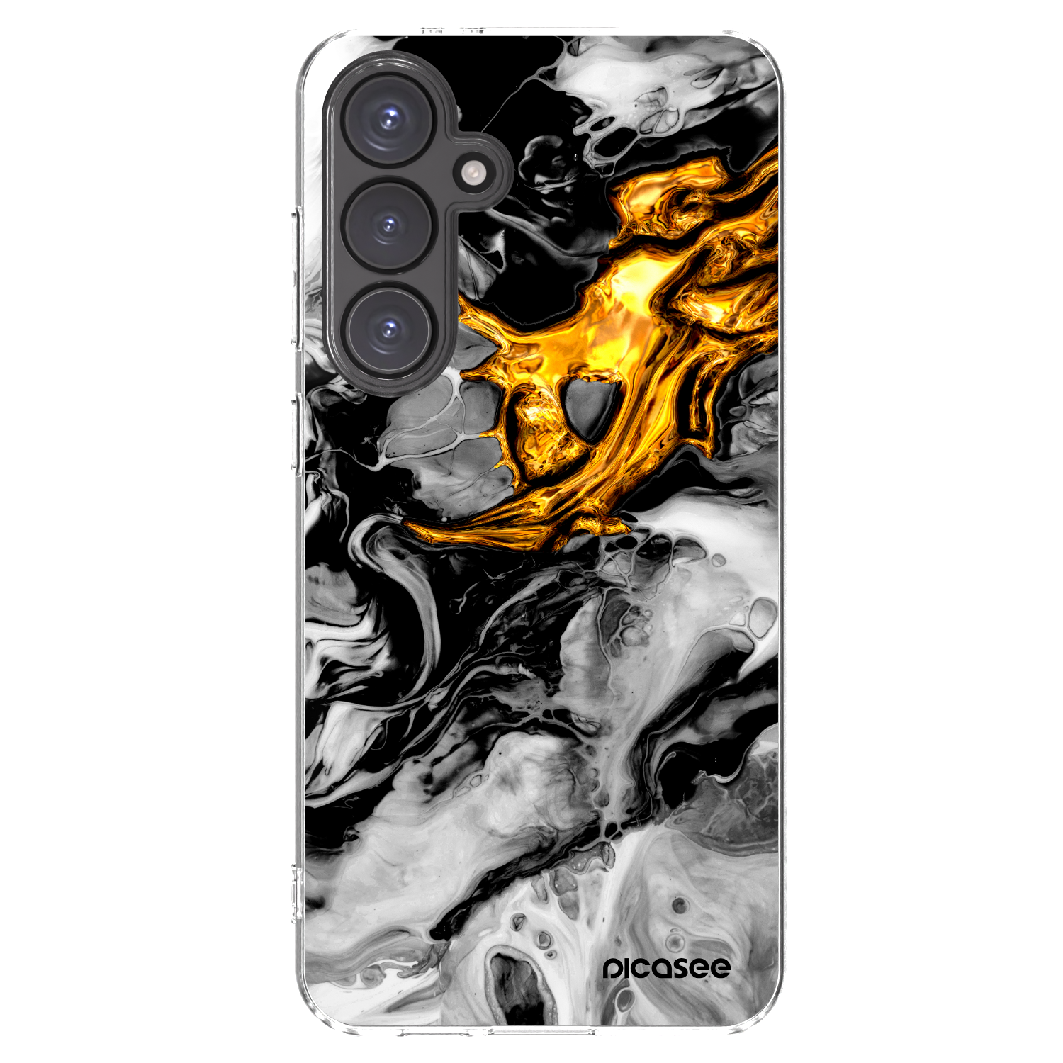 Picasee silikónový prehľadný obal pre Samsung Galaxy S24 FE S721B - Black Gold 2