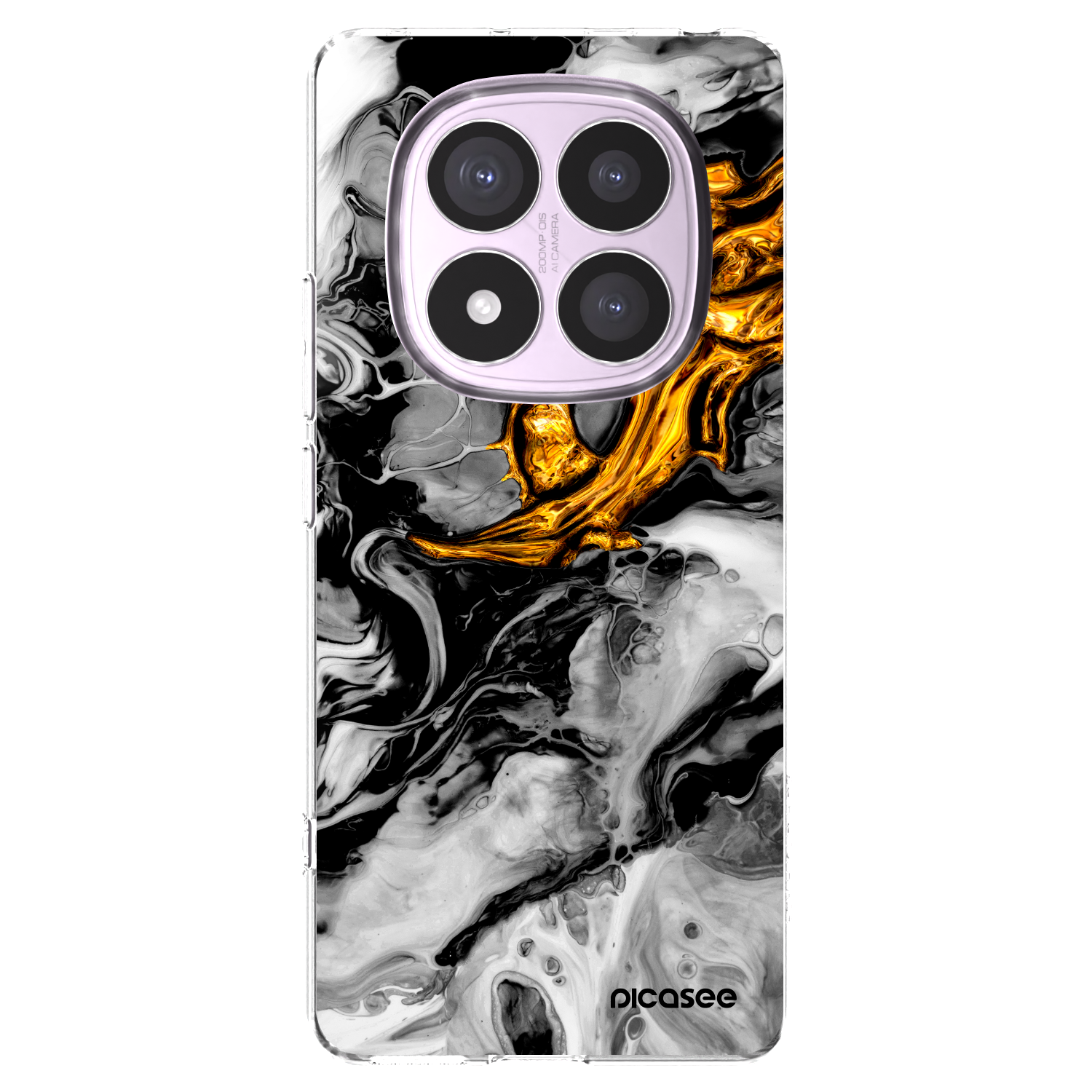 Silikónový prehľadný obal pre Xiaomi Redmi Note 14 Pro 5G - Black Gold 2