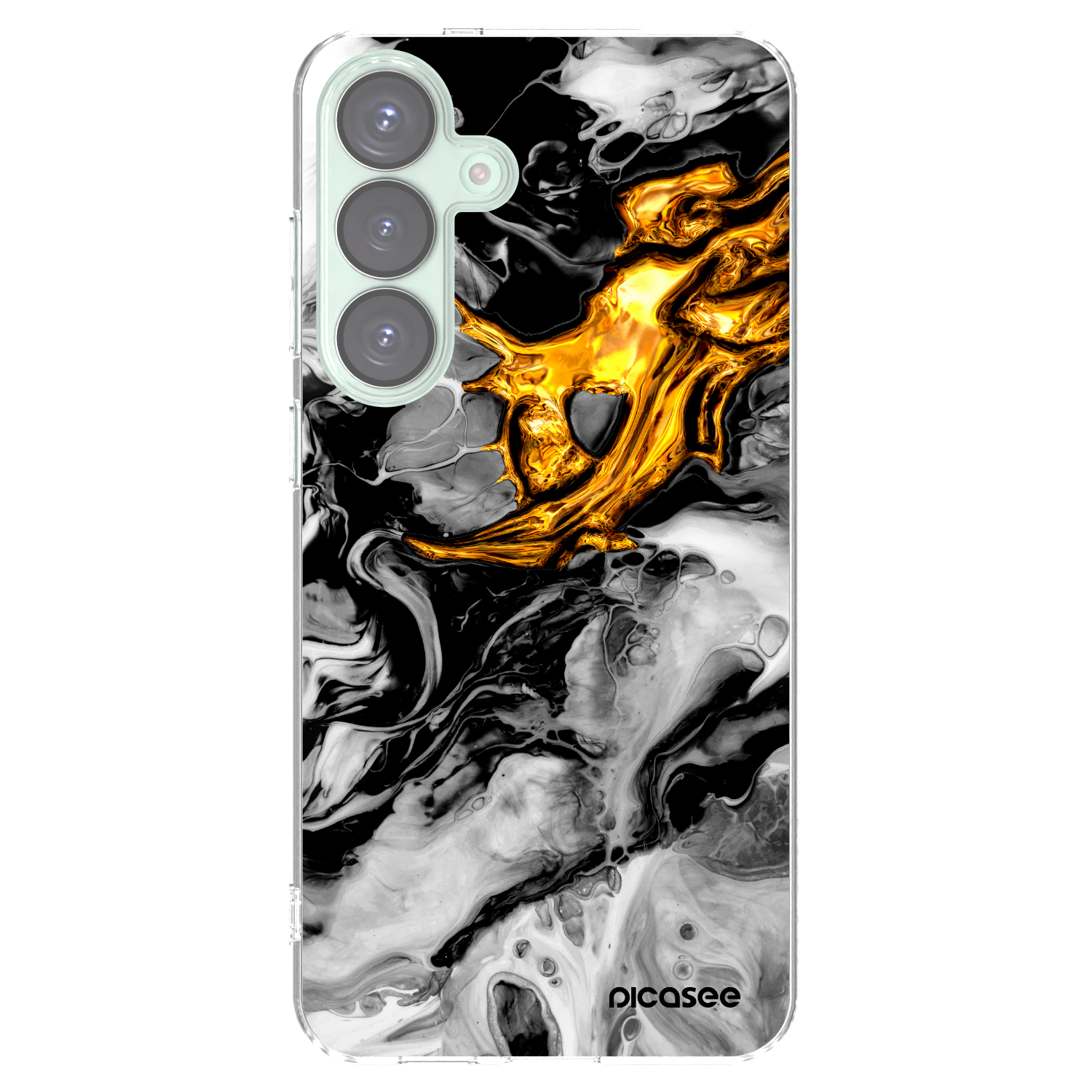 Picasee silikónový prehľadný obal pre Samsung Galaxy S25+ 5G - Black Gold 2