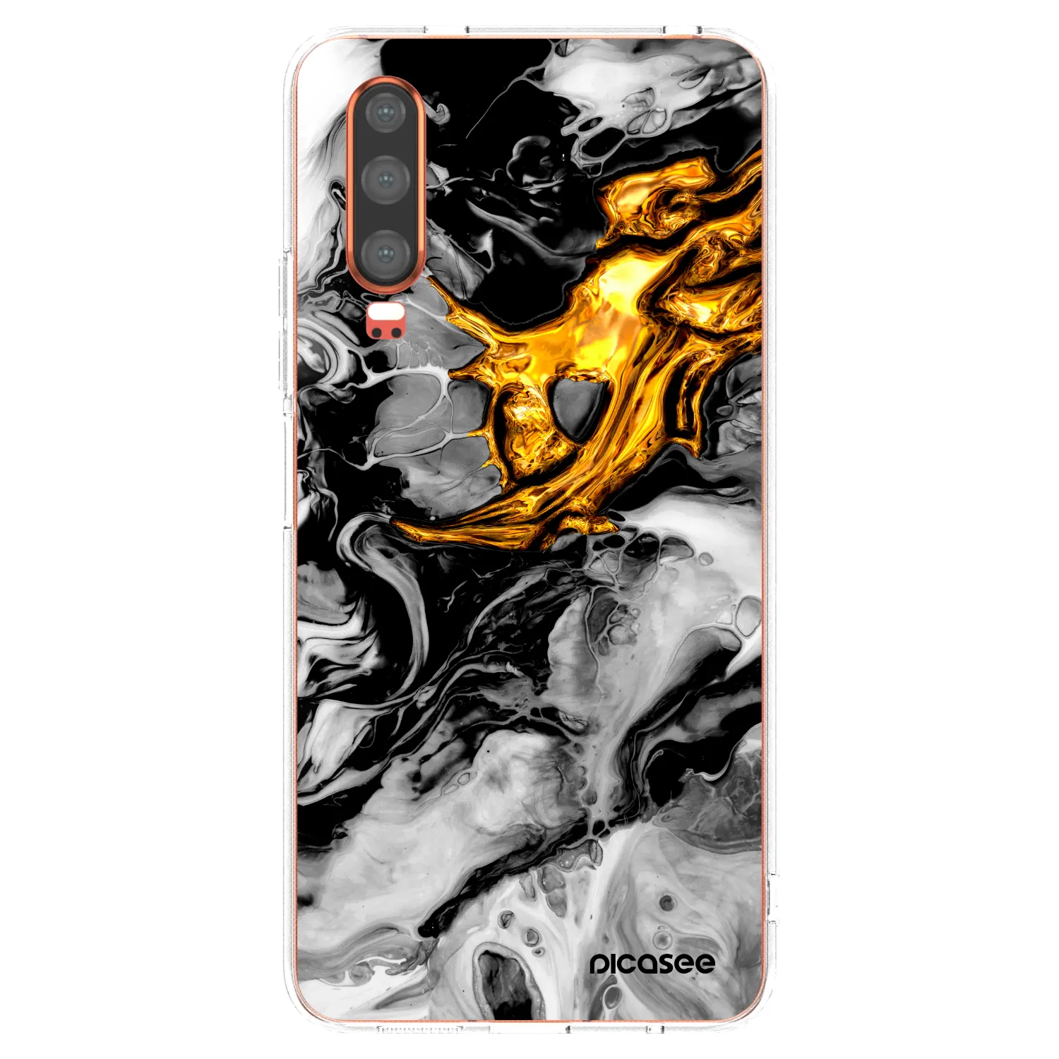 Picasee silikónový prehľadný obal pre Huawei P30 - Black Gold 2