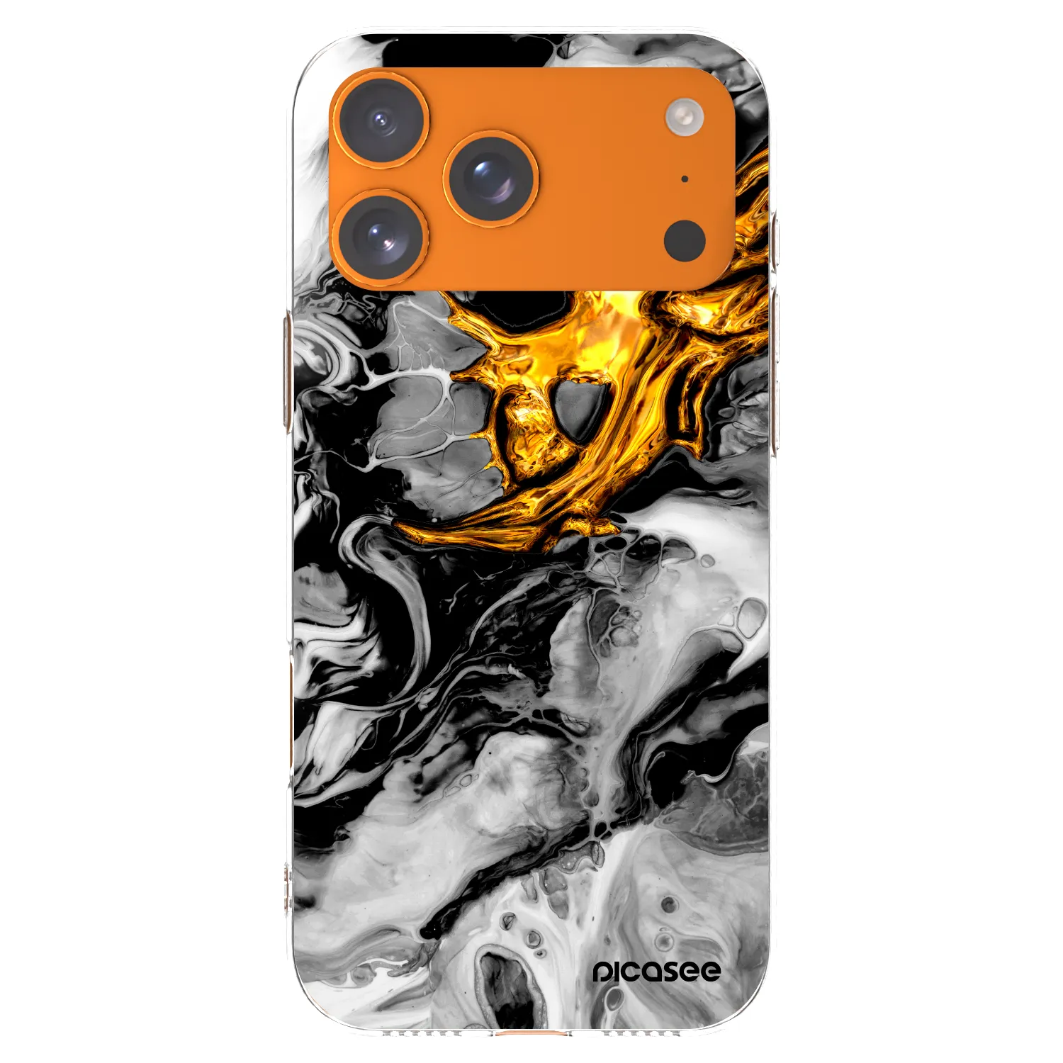 Silikónový prehľadný obal pre Apple iPhone 17 Pro Max - Black Gold 2