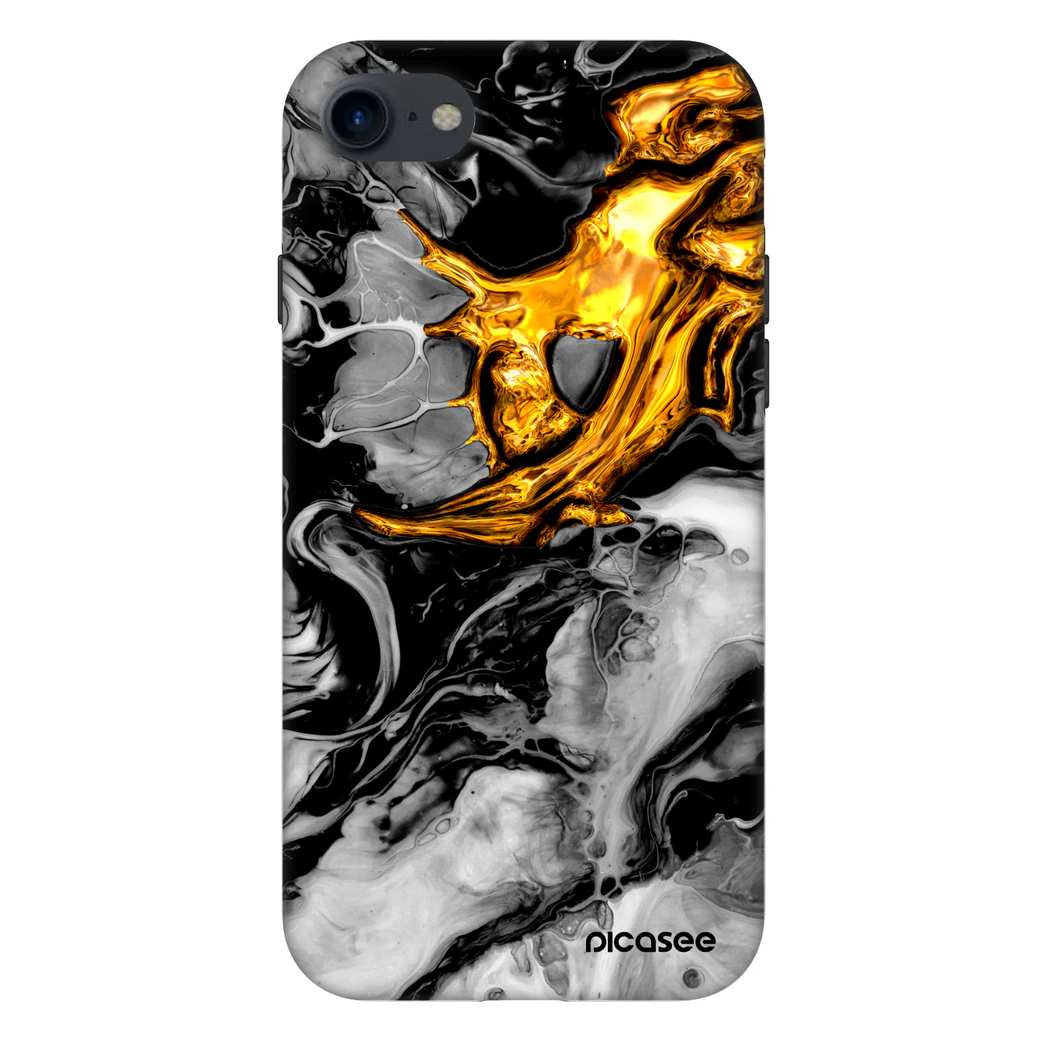 Picasee Fashion Case pre Apple iPhone SE 2020 - Black Gold 2