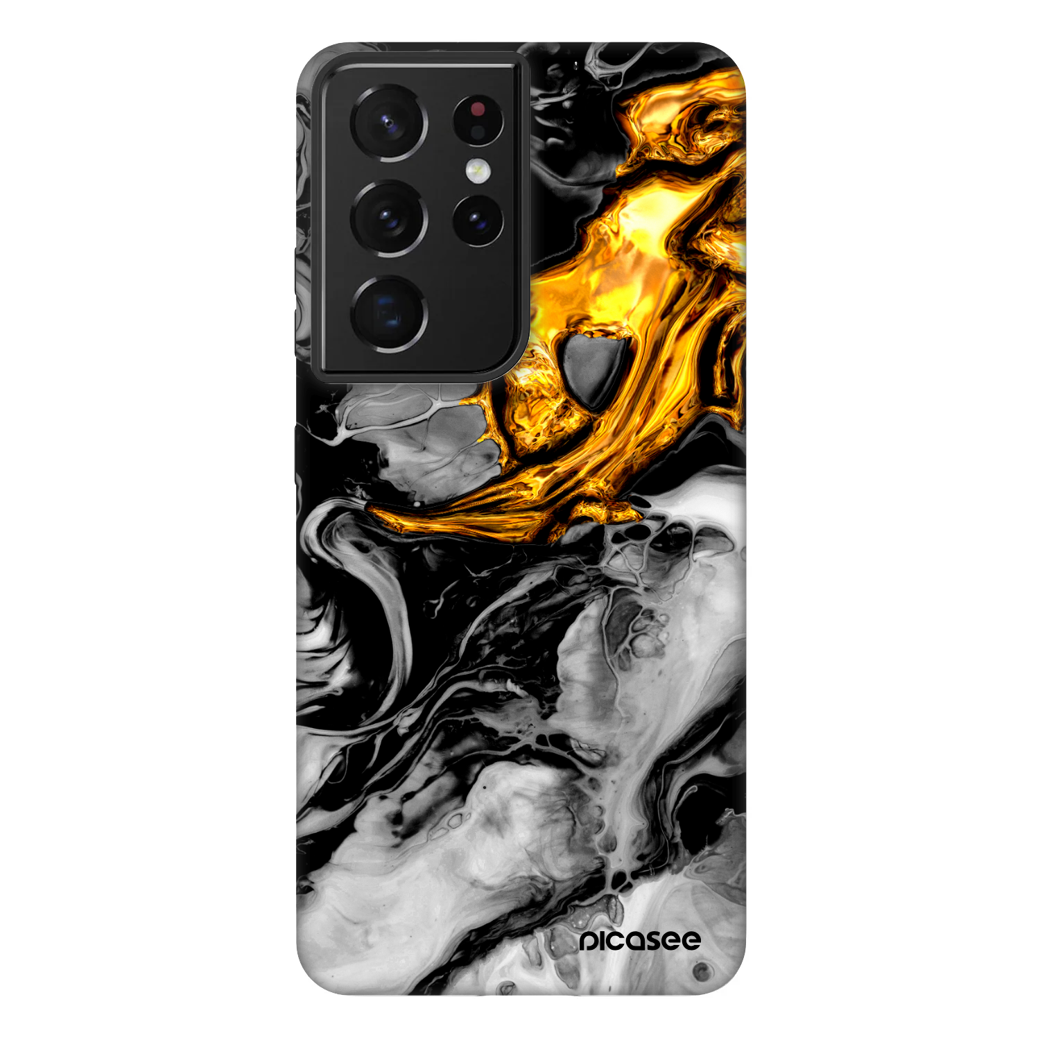 Picasee Fashion Case pre Samsung Galaxy S21 Ultra 5G G998B - Black Gold 2