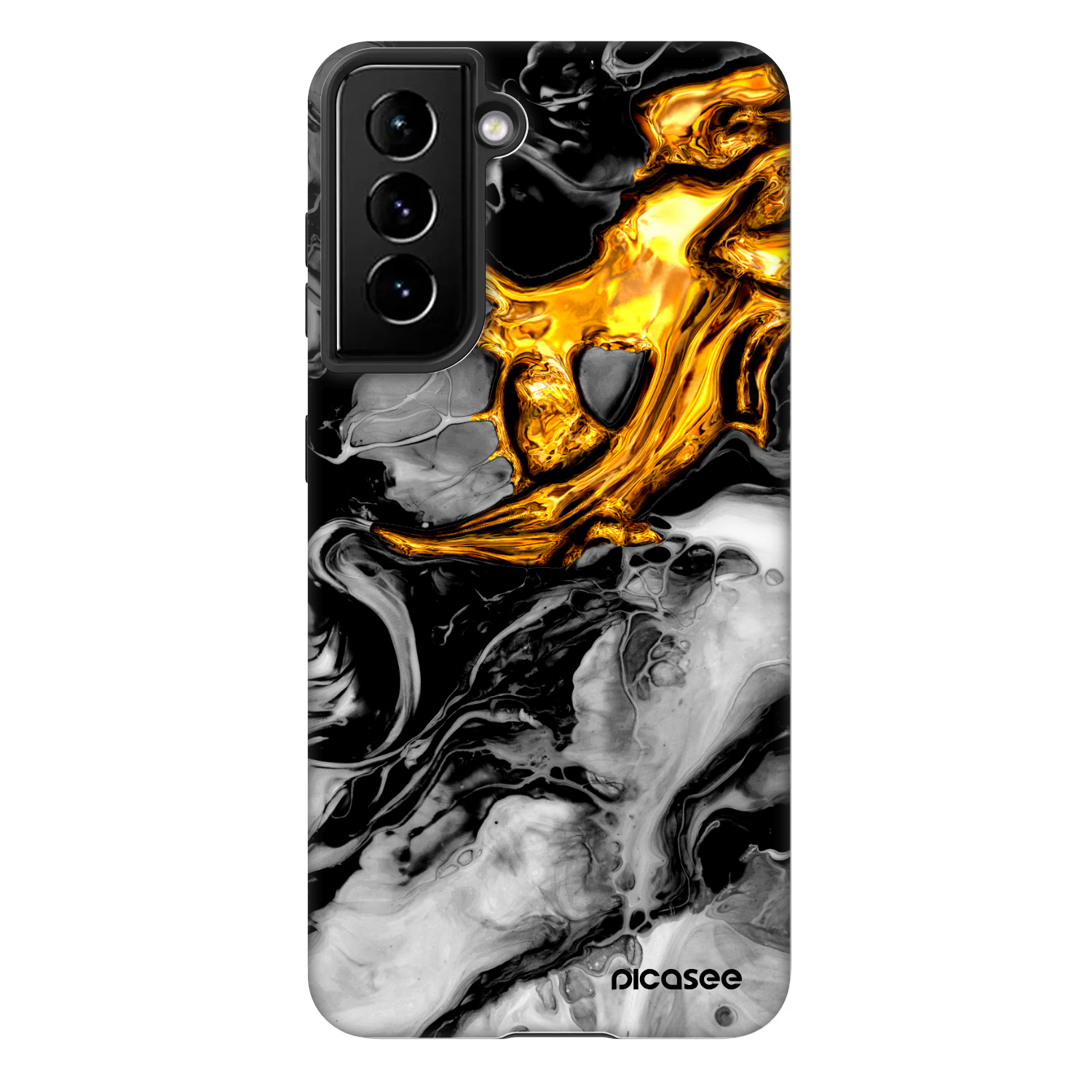 Picasee Fashion Case pre Samsung Galaxy S21 FE 5G - Black Gold 2