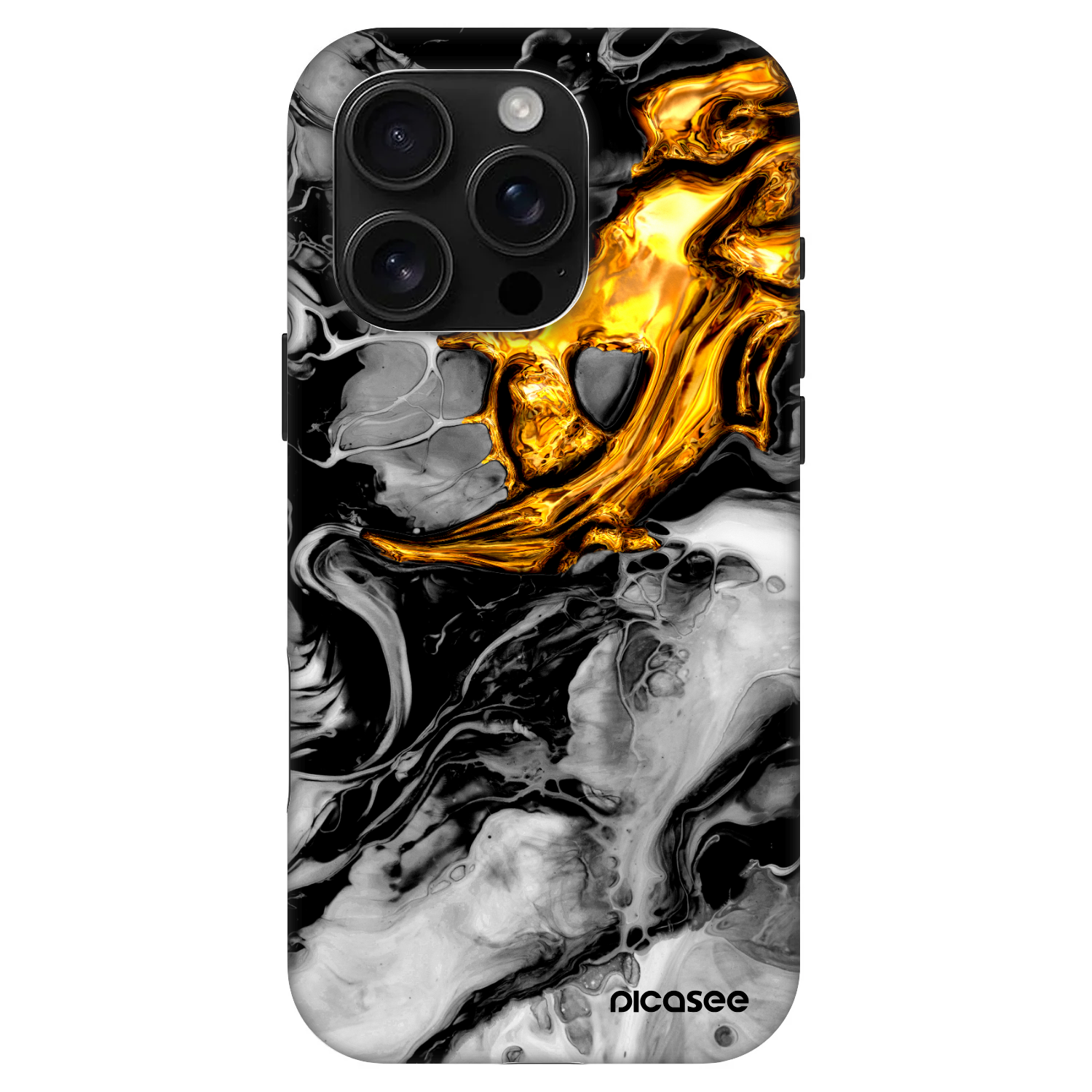 Picasee Fashion Case MagSafe pre Apple iPhone 16 Pro - Black Gold 2