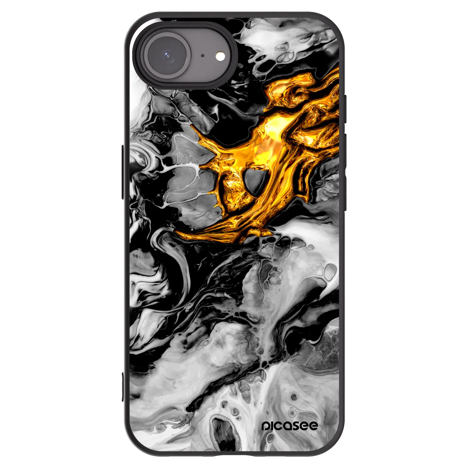 Picasee silikónový čierny obal pre Apple iPhone 17e - Black Gold 2