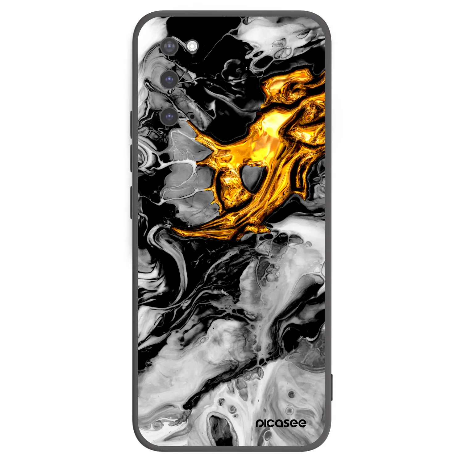 Picasee silikónový čierny obal pre Samsung Galaxy S20 G980F - Black Gold 2