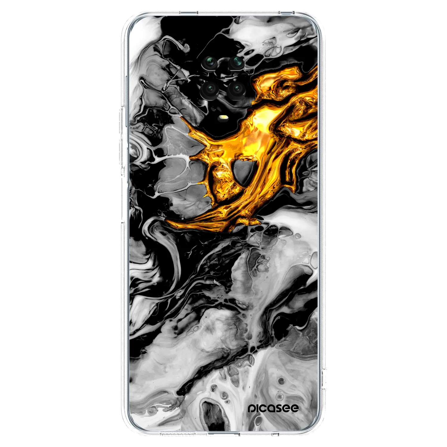 Picasee silikónový prehľadný obal pre Xiaomi Redmi Note 9S - Black Gold 2