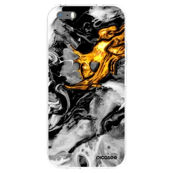 Picasee silikónový prehľadný obal pre Apple iPhone 5/5S/SE - Black Gold 2