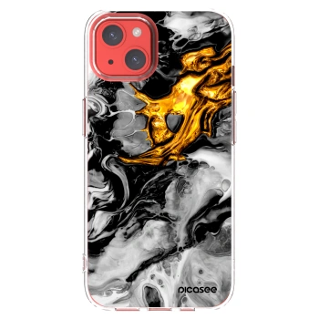 Picasee silikónový prehľadný obal pre Apple iPhone 13 - Black Gold 2
