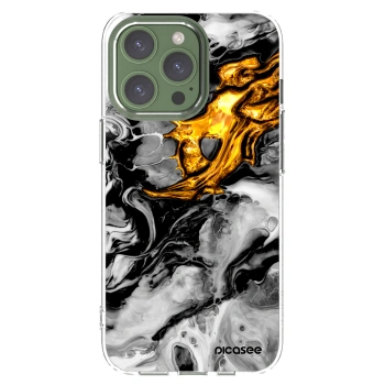 Picasee silikónový prehľadný obal pre Apple iPhone 13 Pro - Black Gold 2