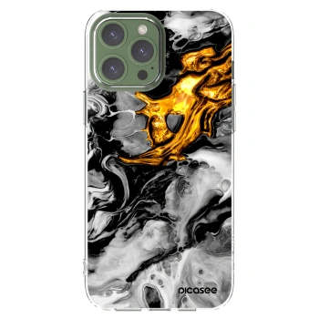 Picasee silikónový prehľadný obal pre Apple iPhone 13 Pro Max - Black Gold 2