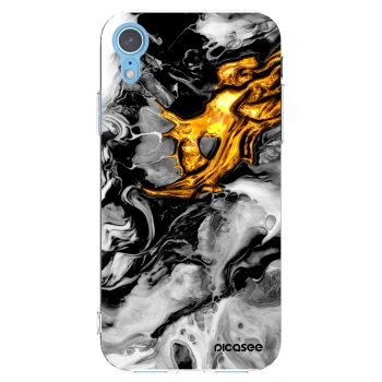 Picasee silikónový prehľadný obal pre Apple iPhone XR - Black Gold 2