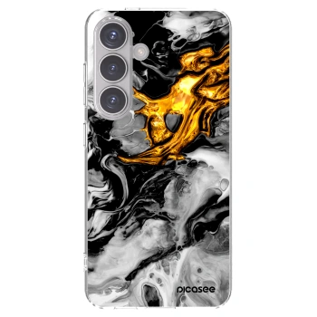 Picasee silikónový prehľadný obal pre Samsung Galaxy S24 S921B 5G - Black Gold 2