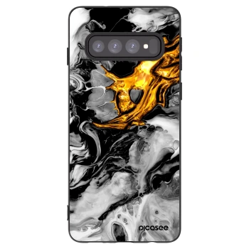 Picasee silikónový čierny obal pre Samsung Galaxy S10 G973 - Black Gold 2