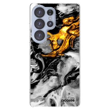 Picasee silikónový prehľadný obal pre Samsung Galaxy S25 Ultra 5G - Black Gold 2