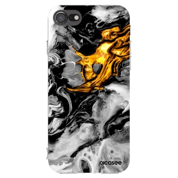 Picasee silikónový prehľadný obal pre Apple iPhone SE 2020 - Black Gold 2