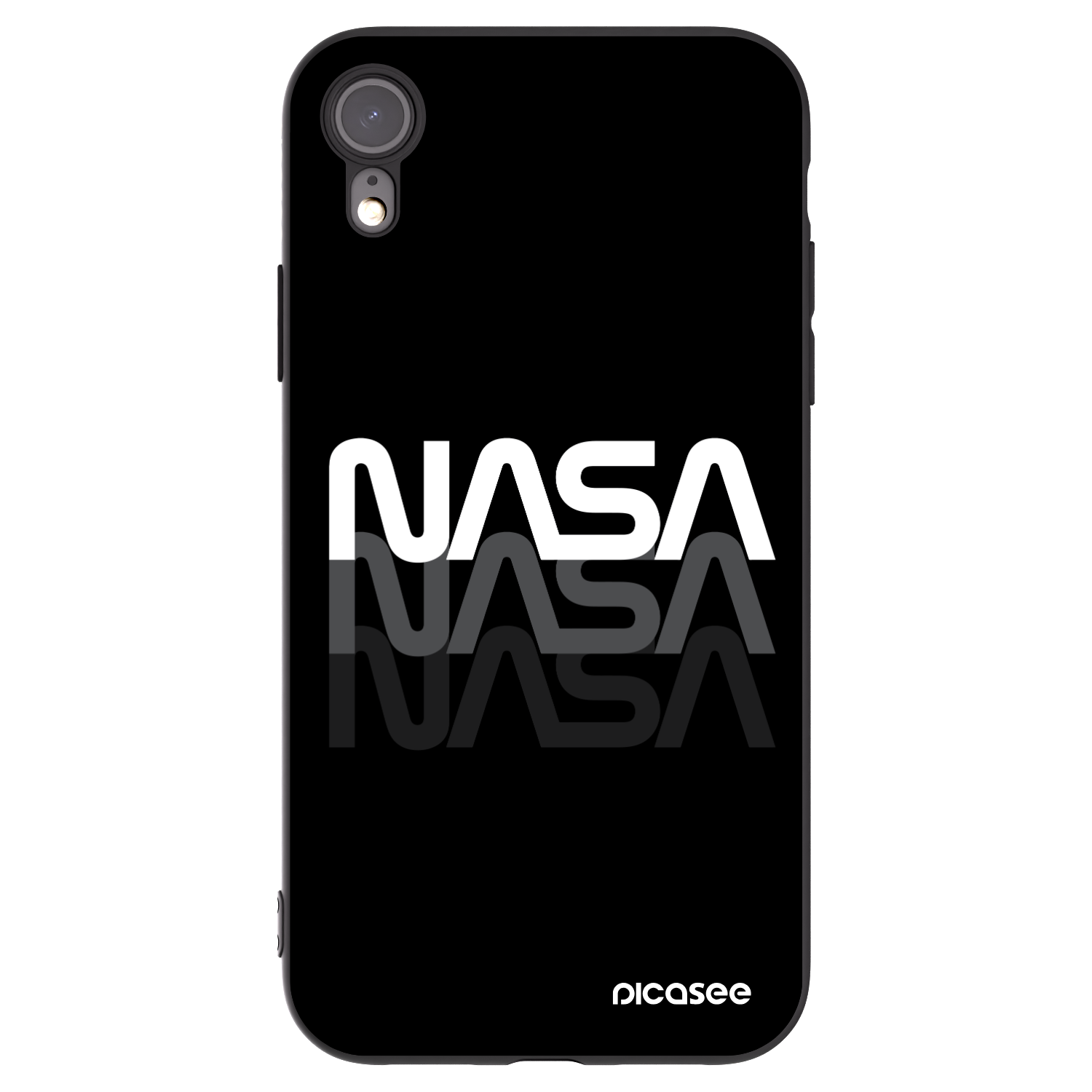 Picasee silikónový čierny obal pre Apple iPhone XR - NASA Triple