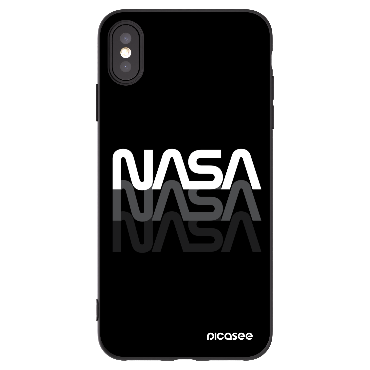 Picasee silikónový čierny obal pre Apple iPhone XS Max - NASA Triple