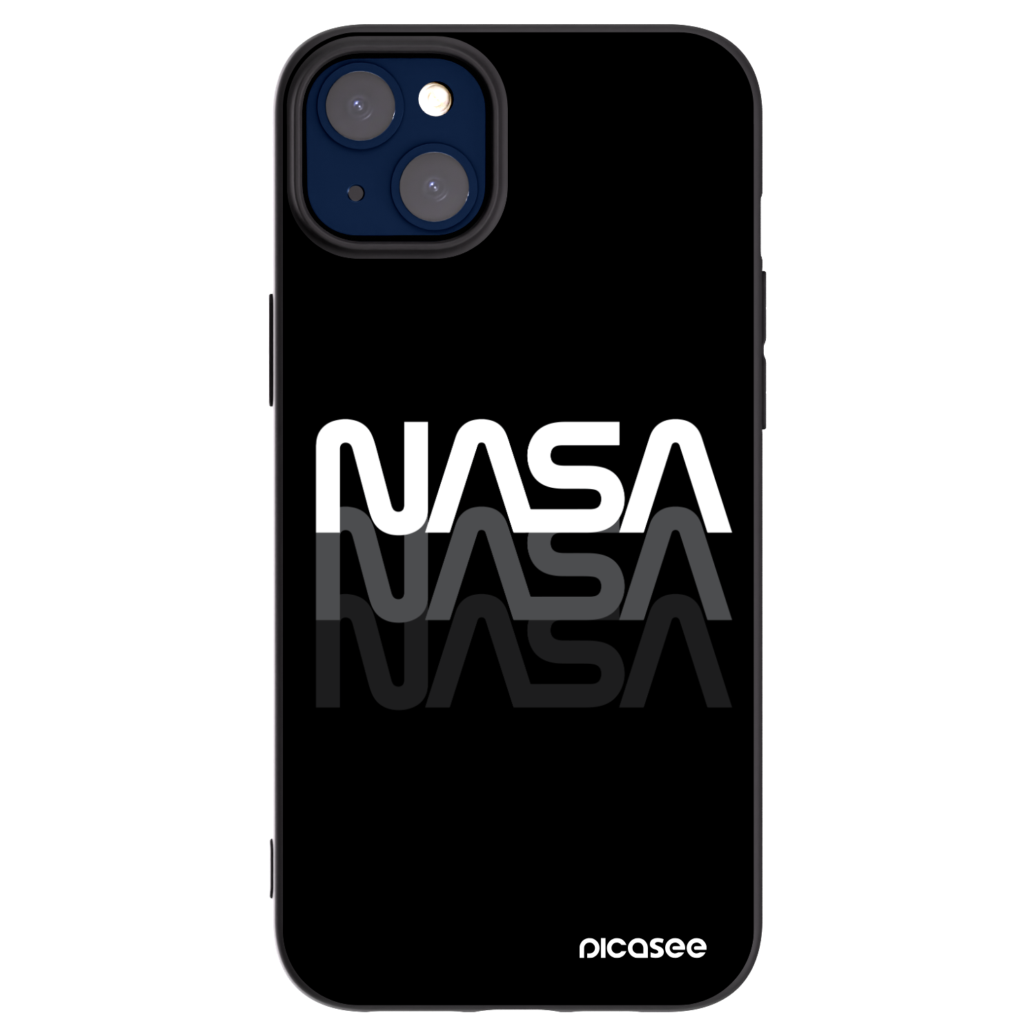 Picasee silikónový čierny obal pre Apple iPhone 14 Plus - NASA Triple